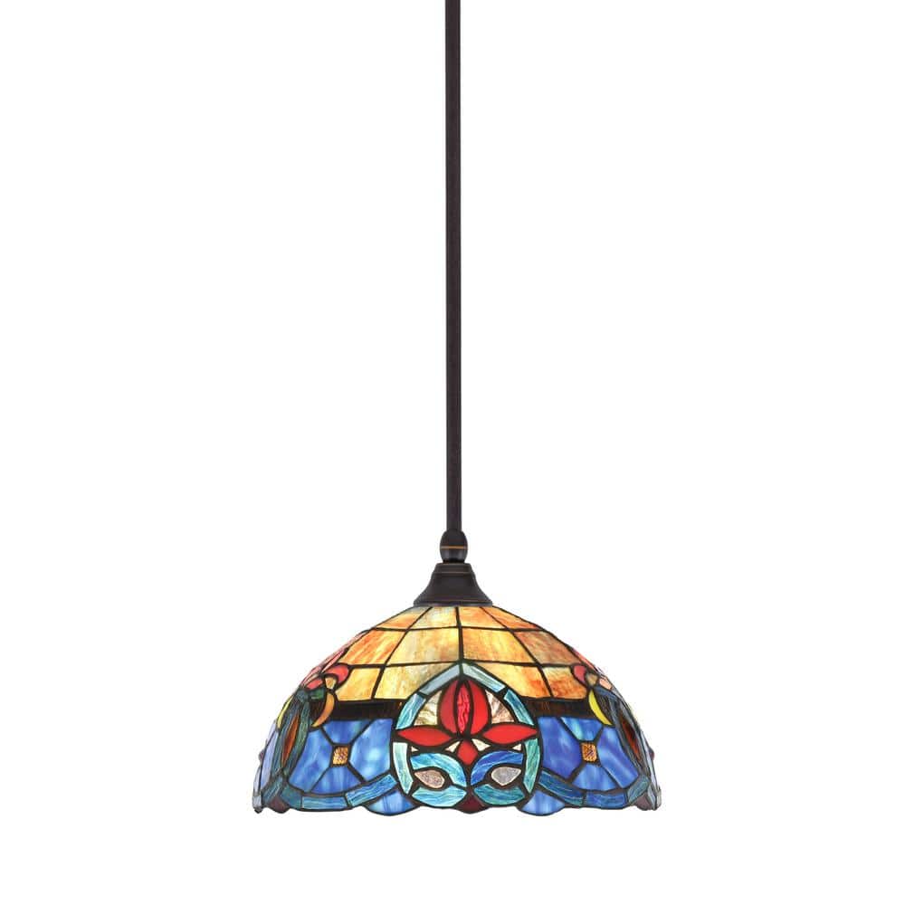 Sparta 100-Watt 1-Light Dark Granite Shaded Pendant Light with Sierra Art G