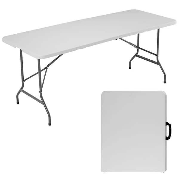 Unbranded 70.87 in. Black Frame Rectangle Steel Outdoor Picnic Table With Carrying Handle for Camping