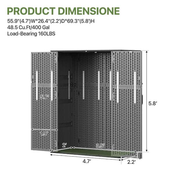 Sizzim 4 ft. 7.9 in. W x 2 ft. 2.4 in. D x 6 ft. H Resin Shed