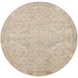 Tranquil Beige/Grey 8 ft. x 8 ft. Geometric Traditional Round Rug