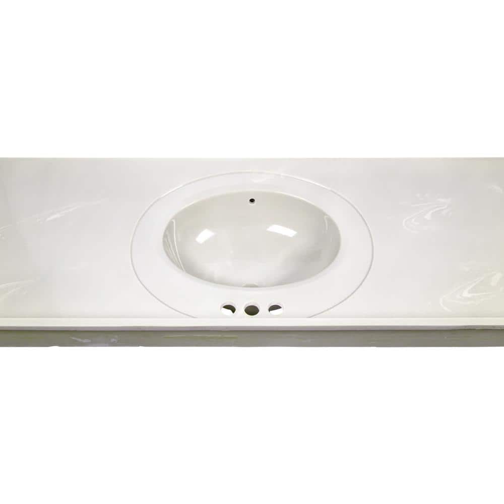 61-Inch Ivory Swirl Cultured Marble Vanity Top with Integrated Backsplash