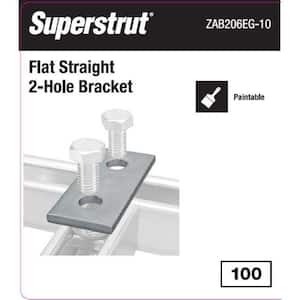 2-Hole Flat Straight Strut Fitting Bracket in Silver Galvanized