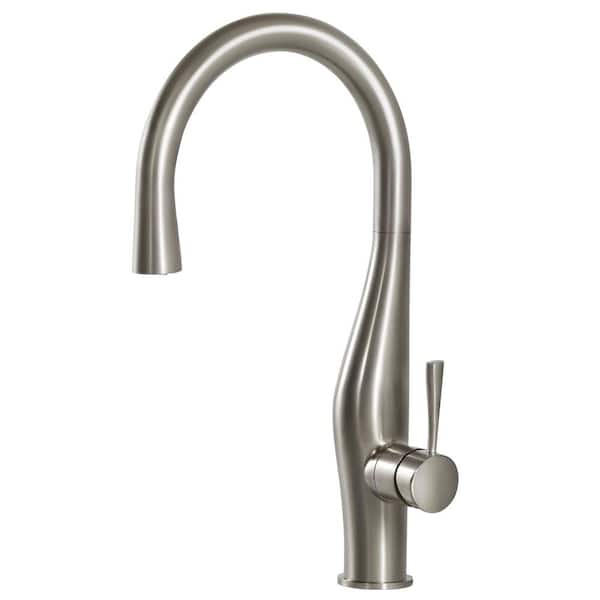 HOUZER Vision Single-Handle Pull Down Sprayer Kitchen Faucet with Hidden Pull Down and CeraDox Technology in Brushed Nickel