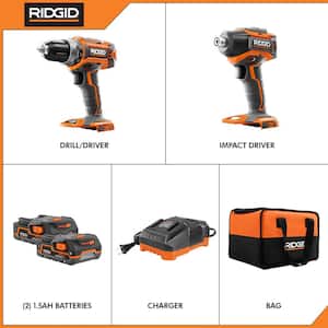 18V Lithium-Ion Brushless Cordless Drill/Driver and Impact Driver Combo Kit w/(2) 1.5 Ah Batteries, Charger and Bag