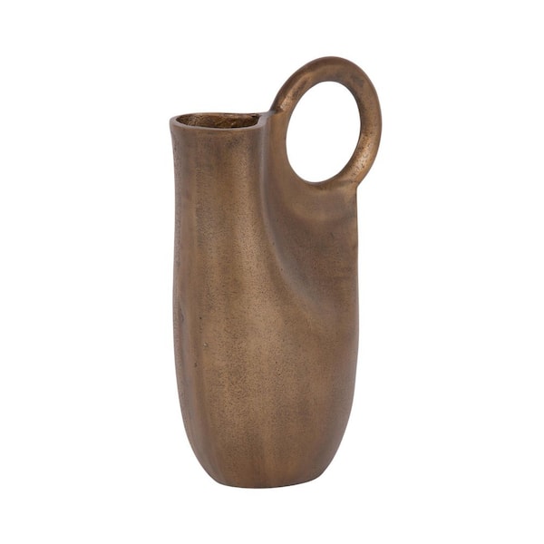 Mahto 12 in. Gold Metal Pitcher Decorative Vase