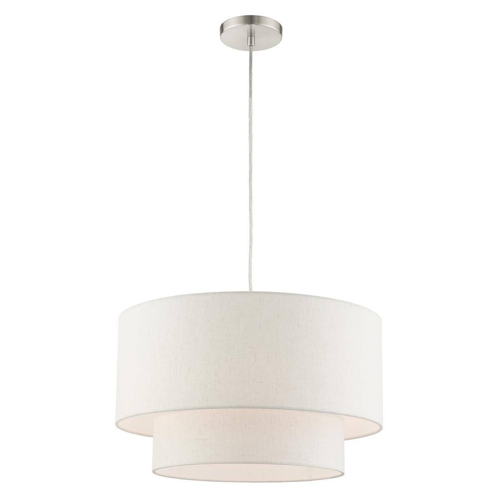 Contemporary Brushed Nickel 3-Light Indoor Drum Pendant