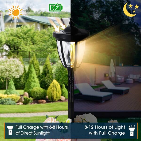 Sun-Ray Kambria 29 in. Black Multi-Function Outdoor Solar Lamp