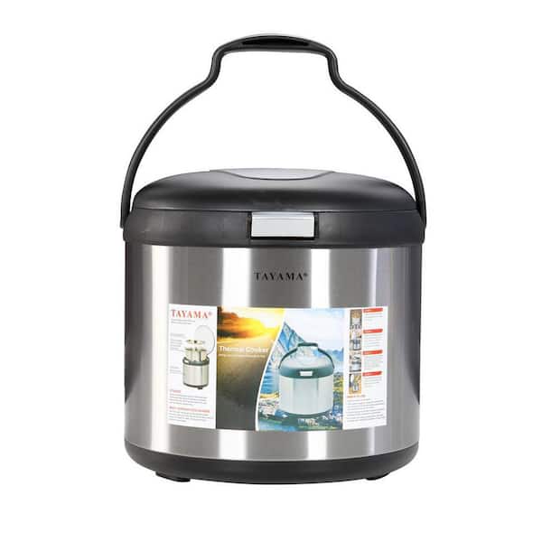 Tayama 7 qt. Stainless Steel Energy-Saving Thermal Cooker Stock Pot in Black