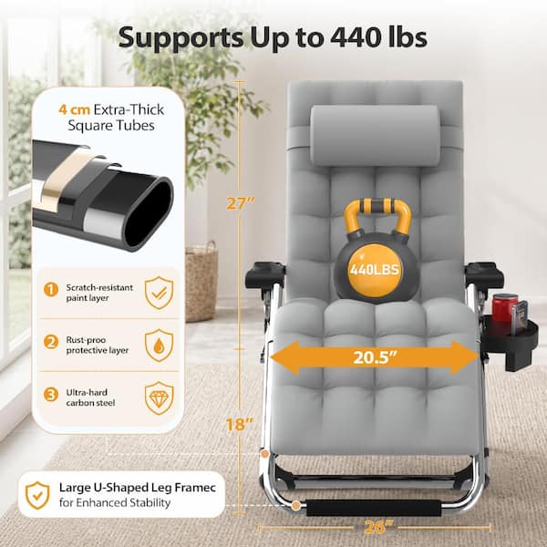 SEEUTEK Zero Gravity Lounge Chair-Foldable Alloy Steel Recliner
