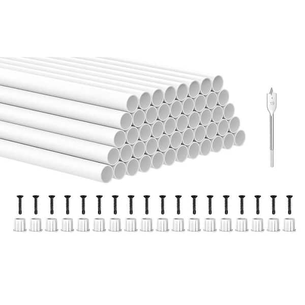 50 Pack 36 x 3/4 Aluminum Round Deck Balusters with Anti-UV Connectors for Railing White