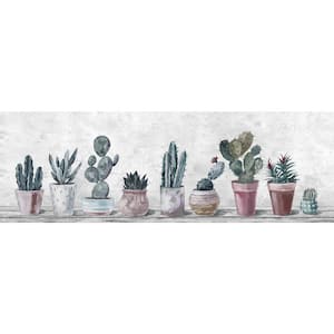 "Blooming Succulents" by Parvez Taj Unframed Canvas Nature Art Print 15 in. x 45 in.