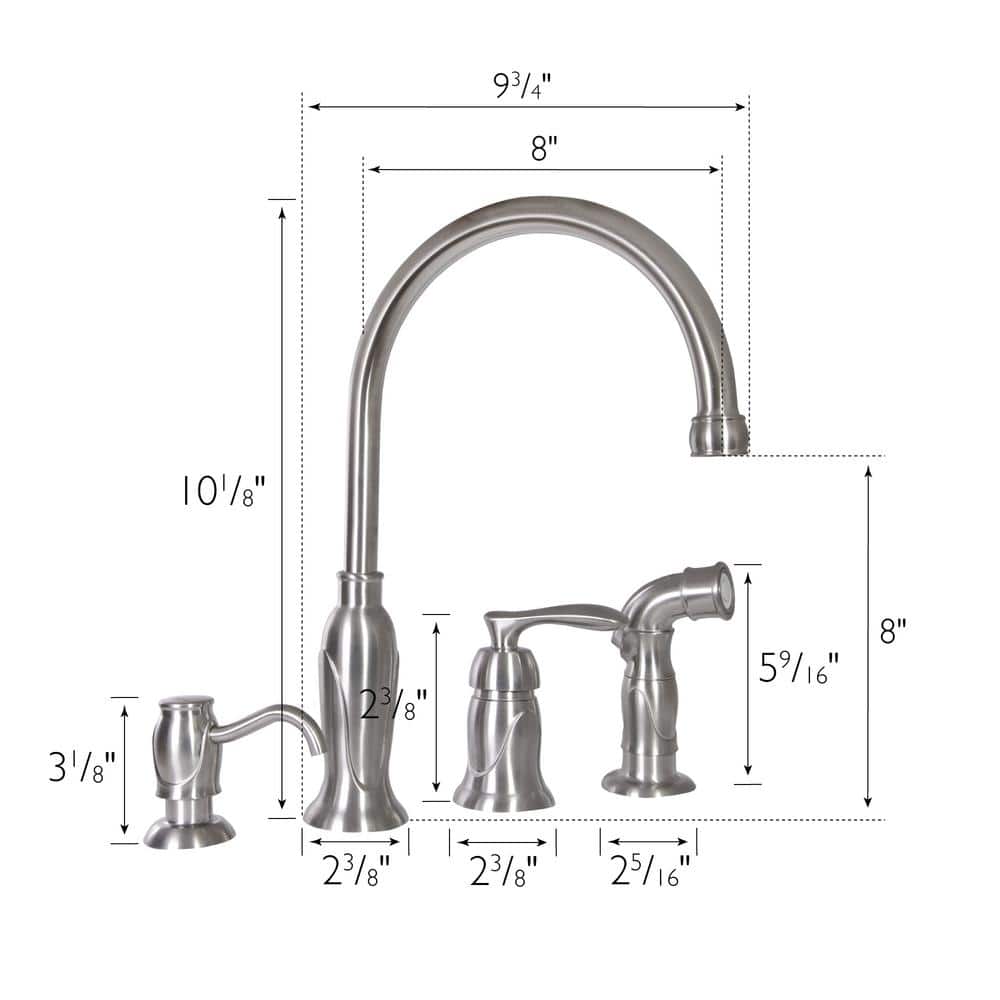 Satin Nickel Kitchen Faucet with Pull-out Spray and Soap Dispenser