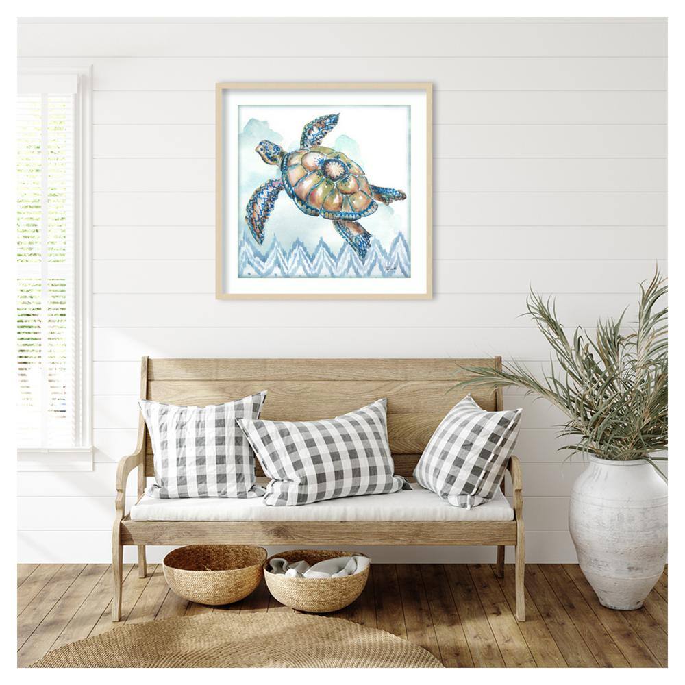 Boho Shells I Sea Turtle Svelte Natural Framed Wall Art Print