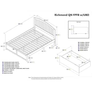 Richmond Walnut Queen Solid Wood Storage Platform Bed with Flat Panel Foot Board and 2 Bed Drawers