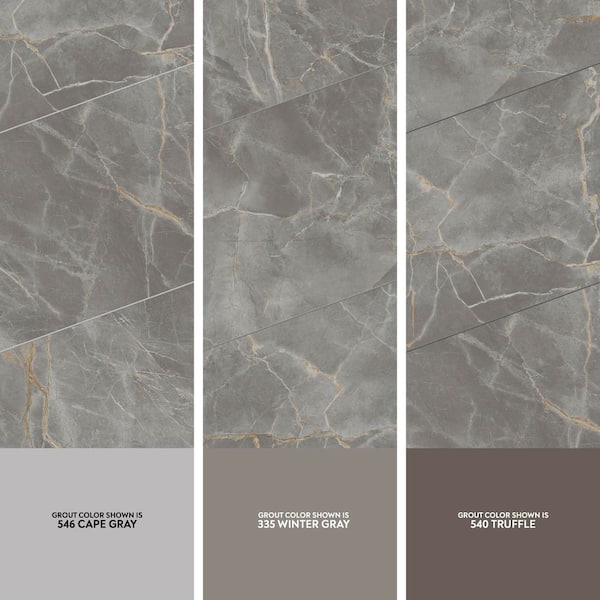 Corso Italia Impero Tuscan Gray Silk 24 in. x 48 in. Marble Look