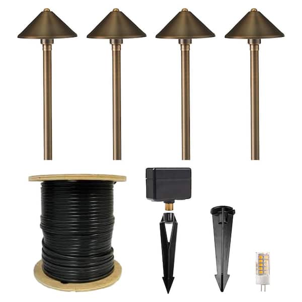 VOLT Low Voltage Cast Brass Conehead Bronze Path Light Expansion Kit (4-Pack)