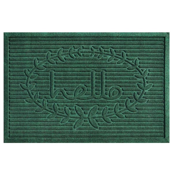 Calloway Mills Poly Hello Indoor/Outdoor Mat, 3' x 5', Dark Green