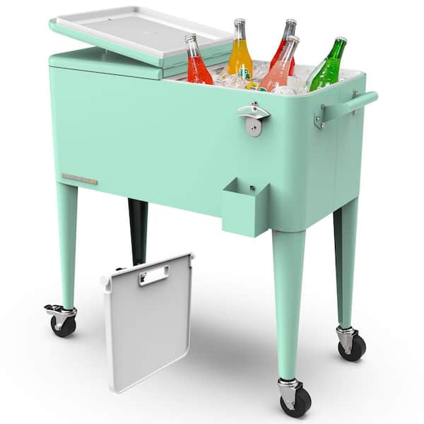 Party Cooler, 80 qt. Capacity, Divider Cooler, Rolling Ice Chest for Entertainment, Matte Mint