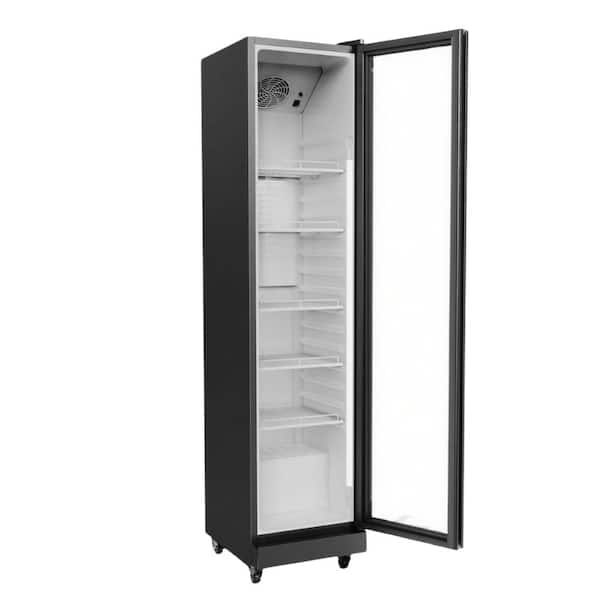 8 cu. ft. Commercial Upright Display Glass Door Beverage Refrigerator in Black