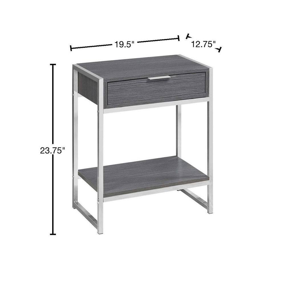 Modern Grey Finish Accent Table with Metal Accents and Storage