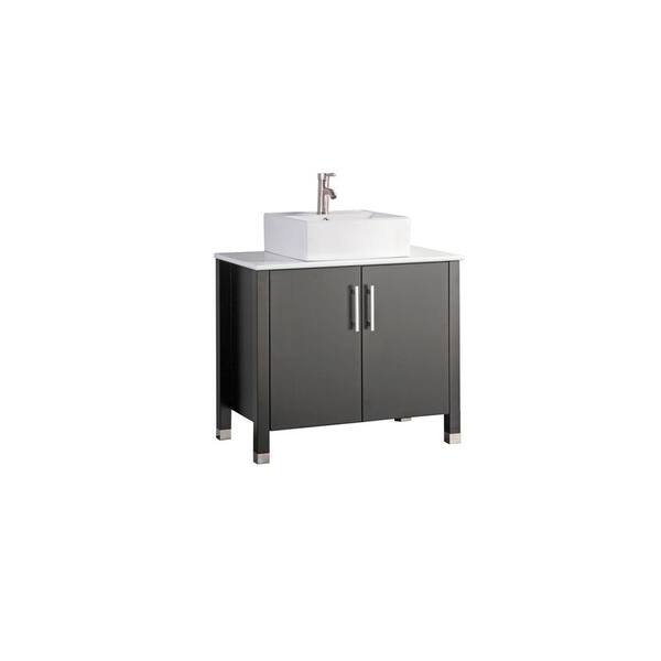 MTD Vanities Aruba 36 in. W x 20 in. D x 36 in. H Vanity in Espresso with Micro Stone Vanity Top in White with White Basin