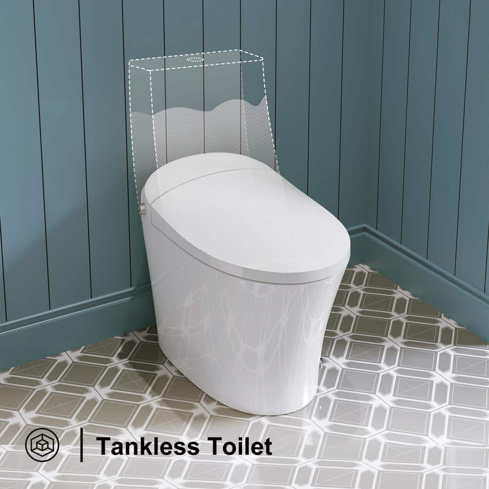 Elongated White Ceramic Smart Bidet Toilet with Dual Flush