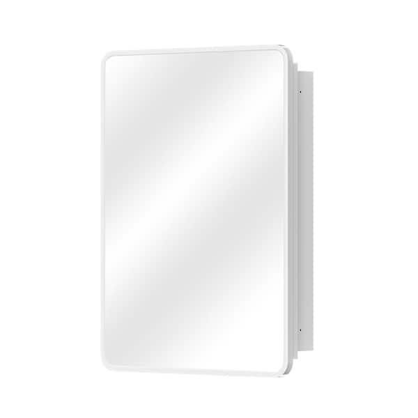Aosspy 24 in. W x 32 in. H Medium Rectangular White Aluminum Alloy Framed Recessed/Surface Mount Medicine Cabinet with Mirror