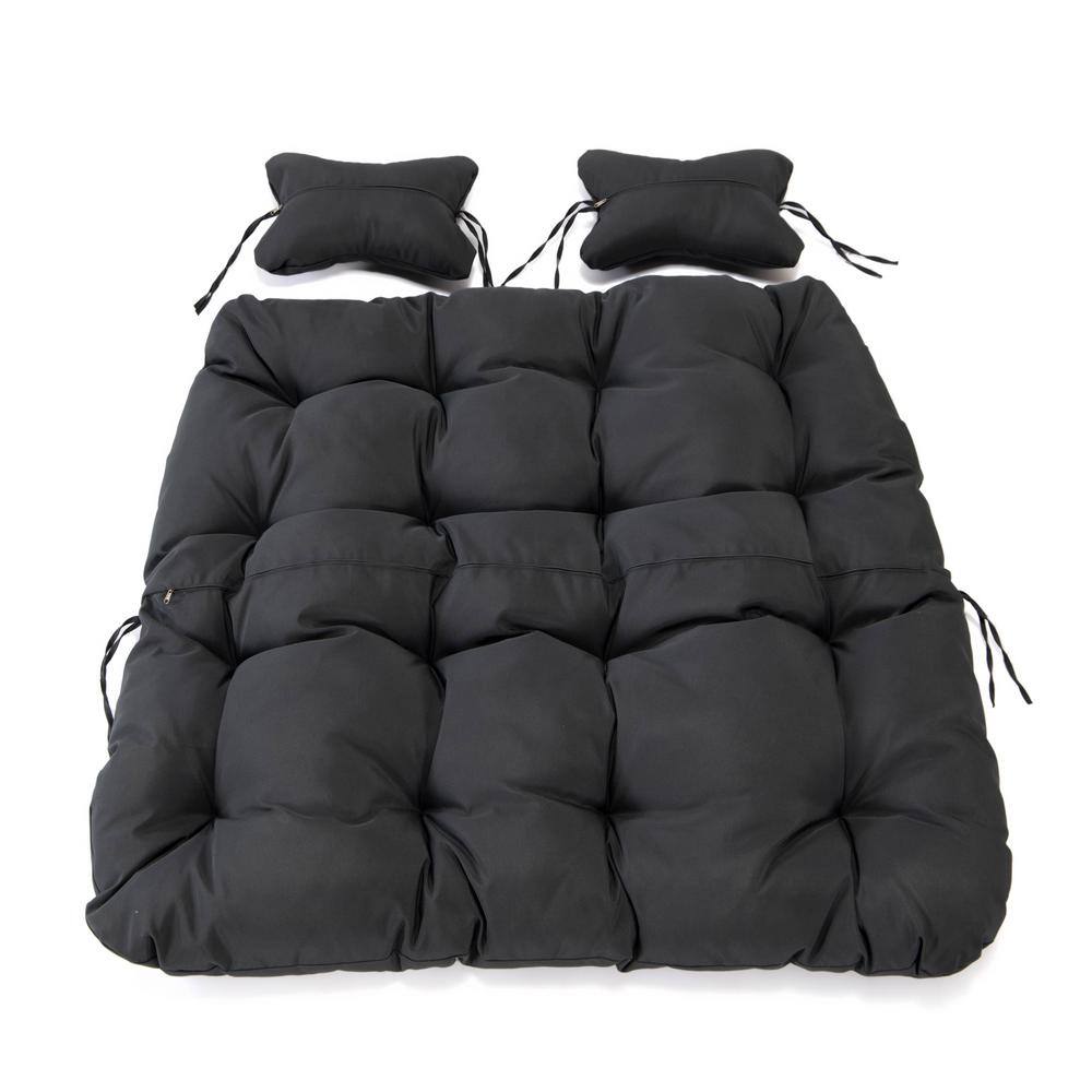 Charcoal Upholstered Hanging Egg Swing Cushion with Headrest