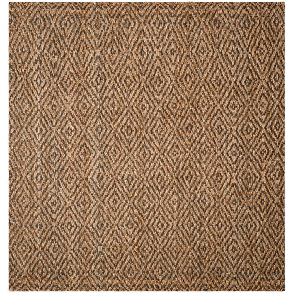 Handmade Beige Geometric Jute Square Area Rug