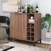 Seafuloy Black Wood Bar Cabinet with Wine Racks Storage Server  WF285318AAB-1 - The Home Depot