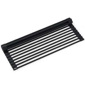 20.5 in. Over Sink Roll Up Dish Drying Rack in Black