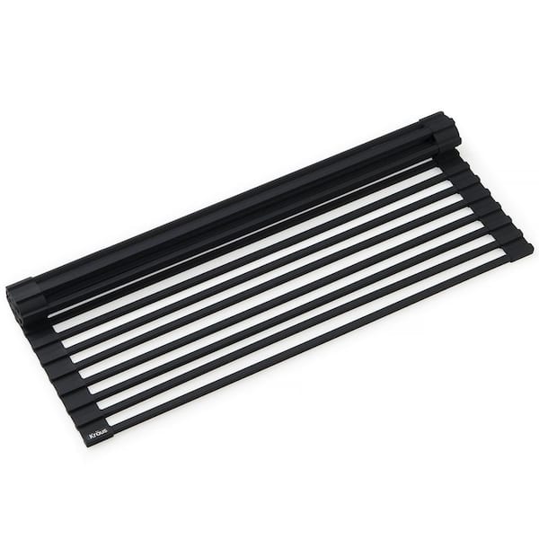 KRAUS 20.5 in. Over Sink Roll Up Dish Drying Rack in Black