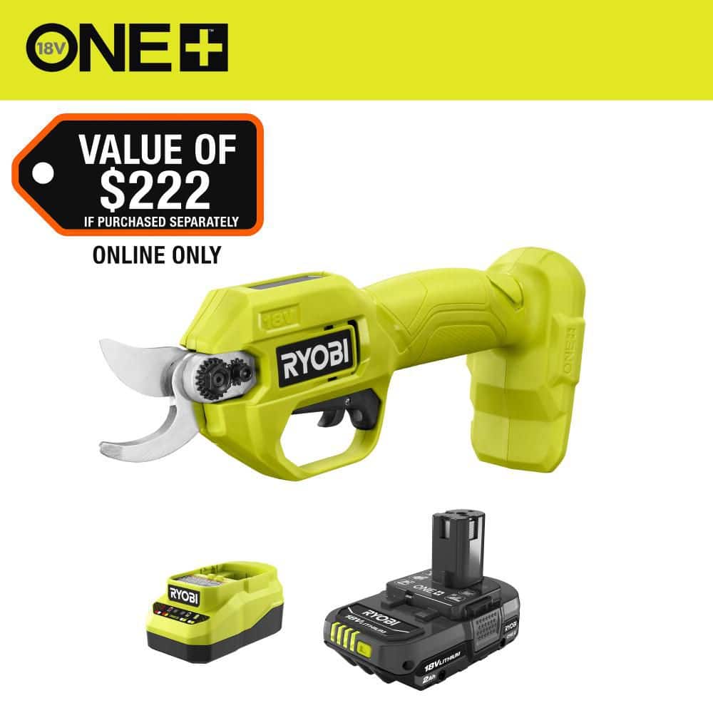 RYOBI ONE+ 18V Cordless Pruner with 2.0 Ah Battery and Charger