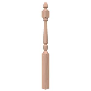 Stair Parts 3030 56 in. x 3-1/2 in. Unfinished Red Oak Classic Acorn Top Newel Post for Stair Remodel