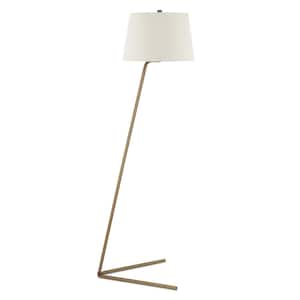 60 in Gold and White Novelty Standard Floor Lamp With White Frosted Glass Drum Shade