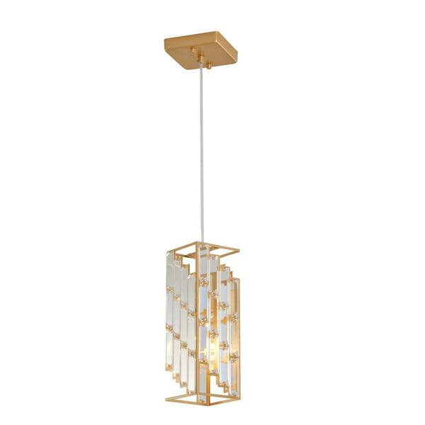 Staykiwi 3 Light Golden Crystal Prism Design Chandelier for Dining Room, Kitchen Island, Living Room, without Bulbs (3 Pack)