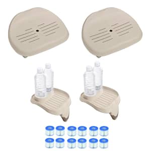 Spa Seat (2-Pack) and Cup Holder (2-Pack) and Type A 0 sq. ft. Filter Cartridges (6-Pack)