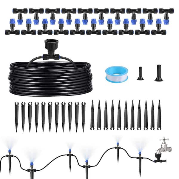 75FT Mist Drip Irrigation System Adjustable Nozzle Automatic Watering Kit for Garden Lawn Patio