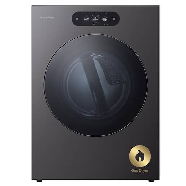 SIGNATURE 9.0 cu. ft. Vented Mega Capacity Stackable Smart Gas Dyer in Brushed Black Steel with AI Sensor Dry