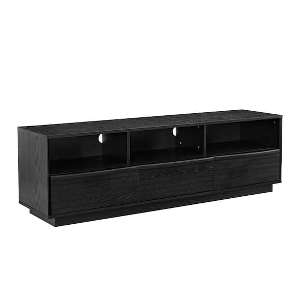 LUCKY ONE Black MDF TV Stand Fits TVs up to 75 in. with Solid Wood