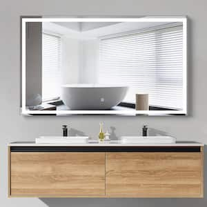 60 in. W x 36 in. H Rectangular Frameless LED Light Wall Mounted Bathroom Vanity Mirror in White