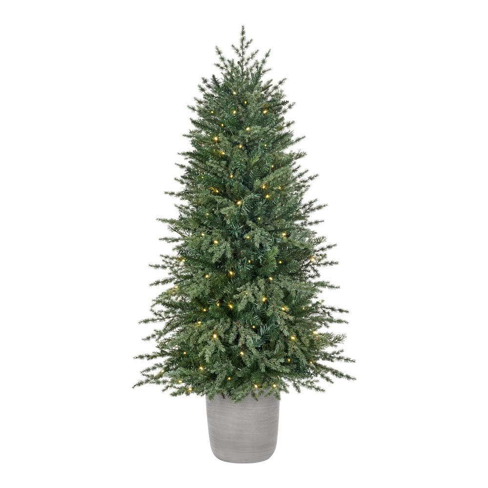 UPC 811740018404 product image for Home Accents Holiday 4.5 ft. Pre-Lit LED Grand Fir Artificial Christmas Tree wit | upcitemdb.com