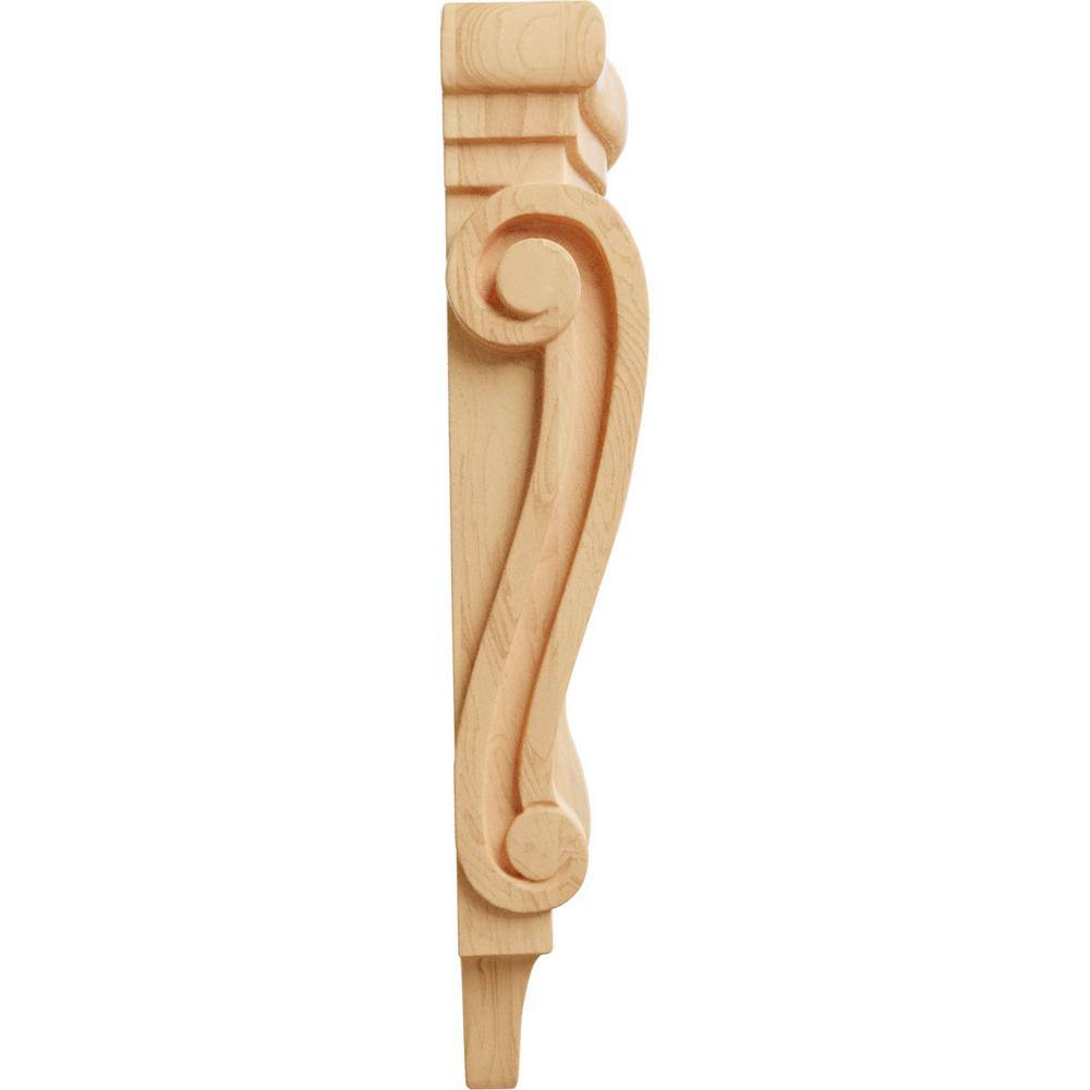 Small Traditional Red Oak Wood Pilaster Corbel
