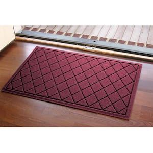 Waterhog Argyle Bordeaux 23 in. x 35 in. PET Polyester Indoor Outdoor Door Mat