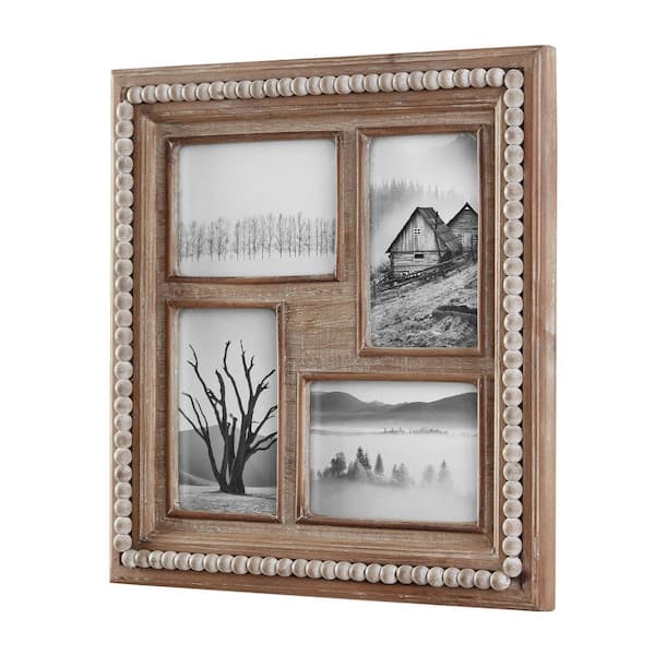 Litton Lane 8 x 10 Brown 4 Slot Wall Photo Frame with Wood Frame