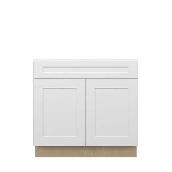 Unbranded Norfolk Shaker 36 in. W x 34.5 in. H x 24 in. D in Painted White Plywood Assembled Sink Base Cabinet