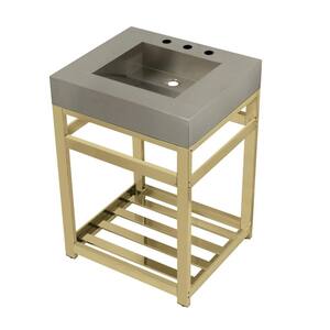 25 in. Vanity in Polished Brass with Stainless Steel Vanity Top