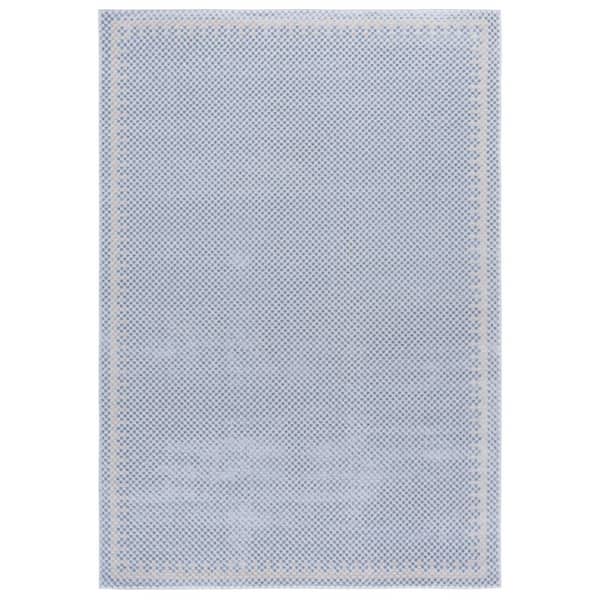 Continental 4 ft. x 6 ft. Blue/Beige Border Latticework Area Rug