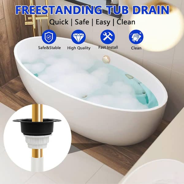 Signature Hardware 446542 Freestanding Tub Drain Rough-In Kit – 1-1/2 PVC Outlet, 18-Gauge Epoxy Flange Tub Drain Kit