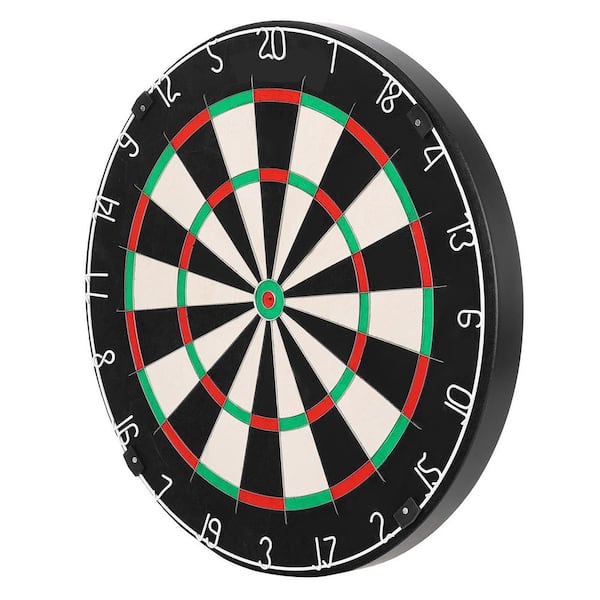 17.72 in. Sisal Dart Board with Staple-Free Bullseye, Blade Wire, Rotating Ring-Ideal for Game Room and Parties